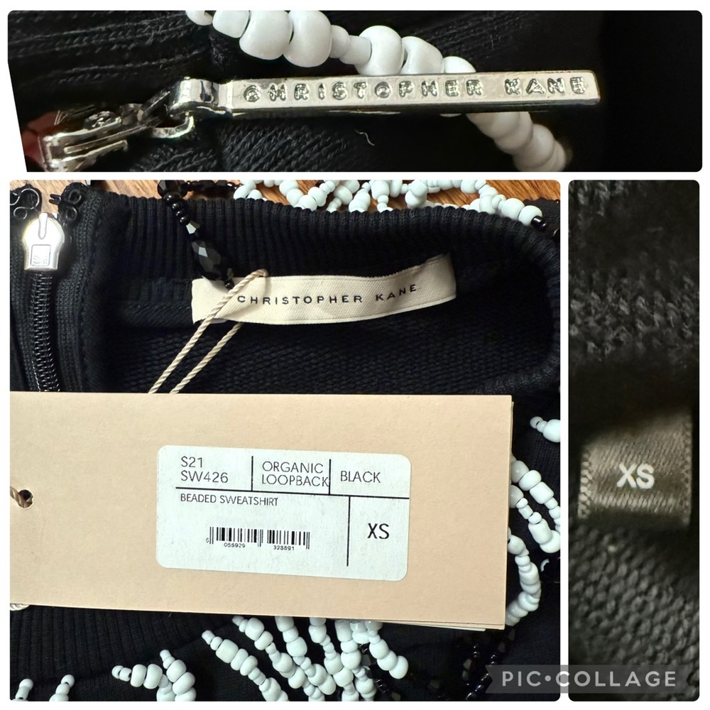 NWT Christopher Kane Beaded Embellished cotton sweatshirt in black size XS - Picture 15 of 16